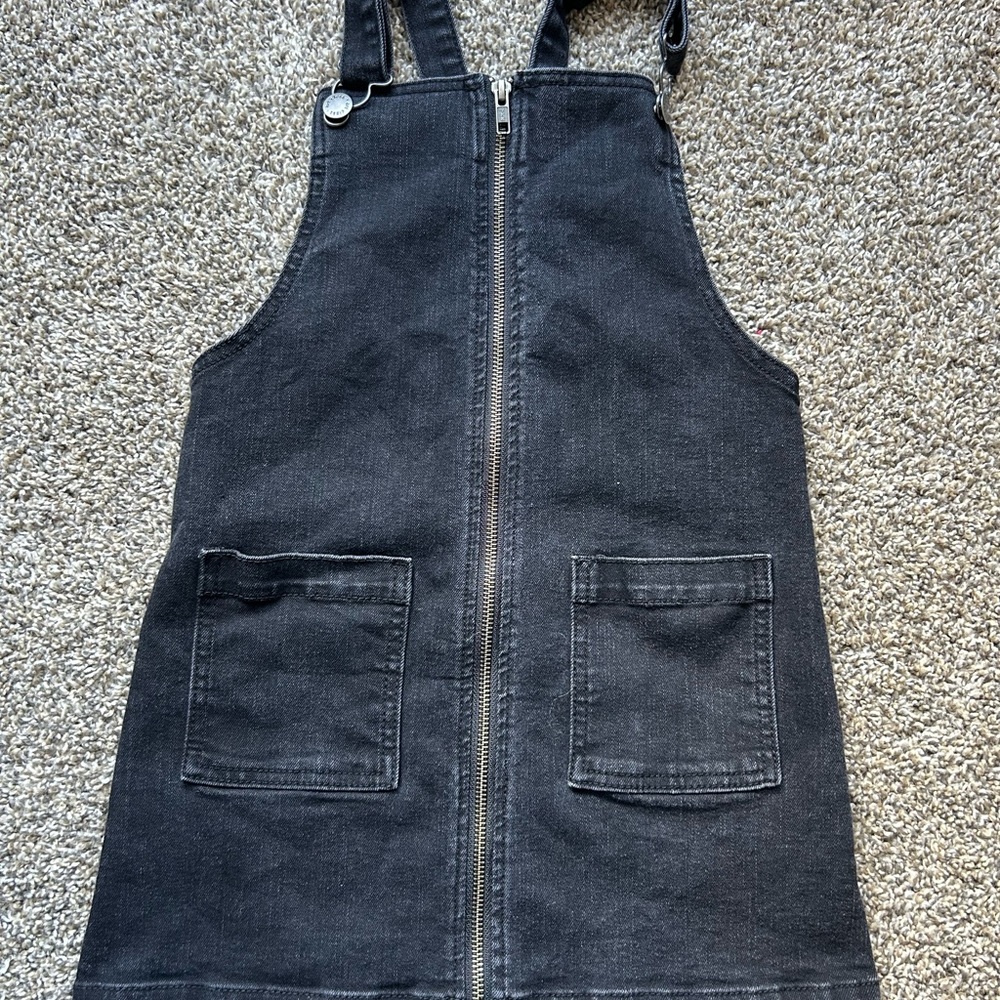 Girls Black Denim Zip Up Jumper (dress)